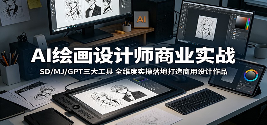 AI绘画设计师商业实战:SD/MJ/GPT三大工具,全维度实操落地打造商用设计作品-资源站