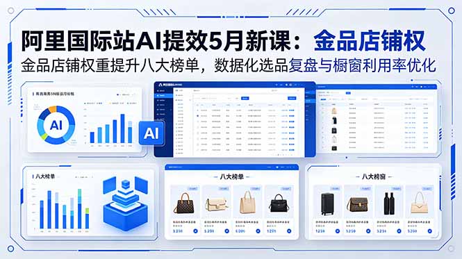 阿里国际站AI提效5月新课：金品店铺权重提升八大榜单，数据化选品复盘与橱窗利用率优化-资源站
