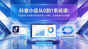 抖音小店从0到1系统课:开店流程+无货源代销自有货源三大模式,快速跑通抖店全链路-资源站