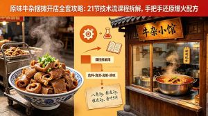 原味牛杂摆摊开店全套攻略:21节技术流课程拆解,手把手还原爆火配方-资源站