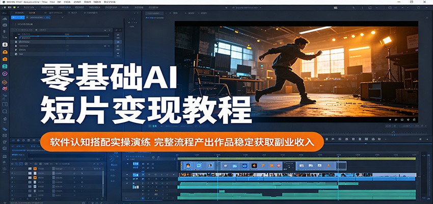 零基础AI短片变现教程:软件认知搭配实操演练,完整流程产出作品稳定获取副业收入-资源站