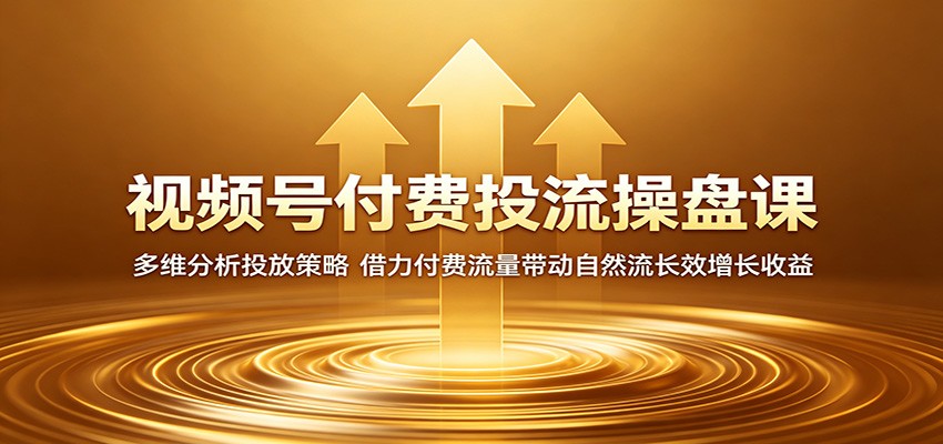 视频号付费投流操盘课:多维分析投放策略,借力付费流量带动自然流长效增长收益-资源站