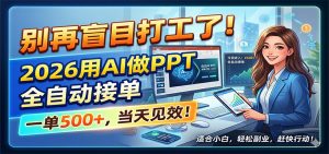 别再盲目打工了!2026用AI做PPT全自动接单,一单5张+,当天见效!-资源站