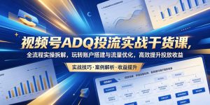 视频号ADQ投流实战干货课,全流程实操拆解,玩转账户搭建与流量优化,高效提升投放收益-资源站