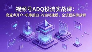 视频号ADQ投流实战课:高返点开户+机审报白+冷启动建模,全流程实操拆解-资源站