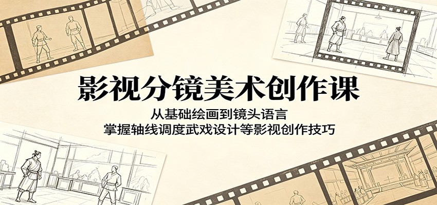 影视分镜美术创作课:从基础绘画到镜头语言,掌握轴线调度武戏设计等影视创作技巧-资源站