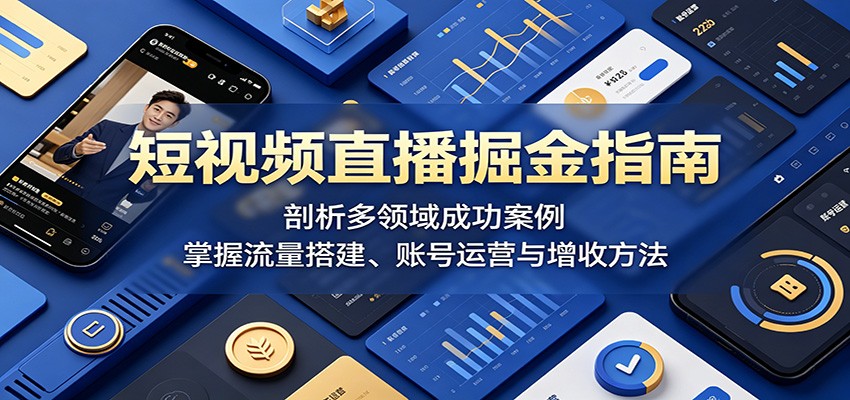 短视频直播掘金指南:剖析多领域成功案例,掌握流量搭建、账号运营与增收方法-资源站