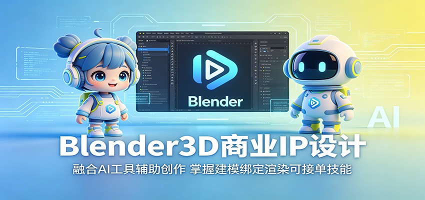Blender3D商业IP设计:融合AI工具辅助创作,掌握建模绑定渲染可接单技能-资源站
