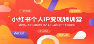 小红书个人IP变现特训营:解析平台规则与爆款逻辑,手把手教内容创作引流带货做私域-资源站