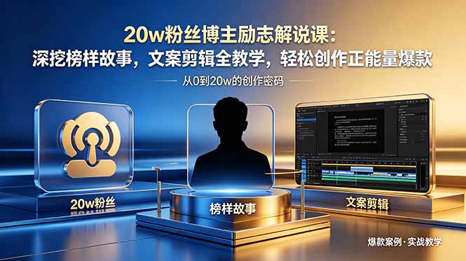20w粉丝博主励志解说课：深挖榜样故事，文案剪辑全教学，轻松创作正能量爆款-资源站