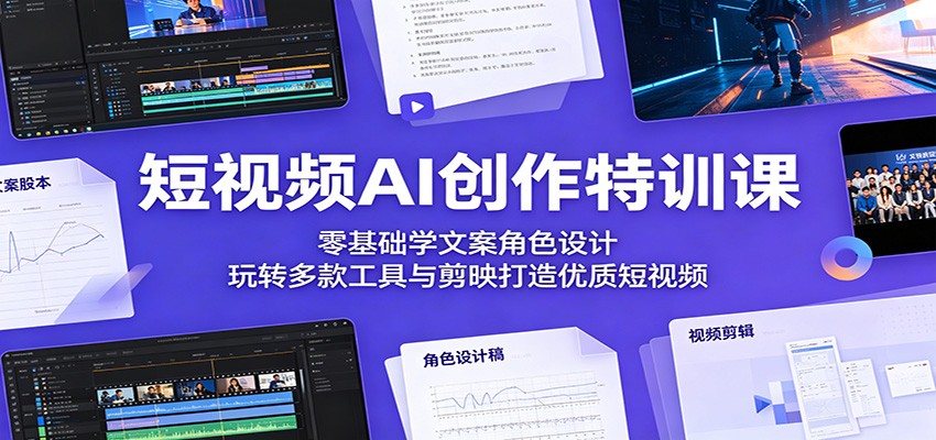 短视频AI创作特训课:零基础学文案角色设计,玩转多款工具与剪映打造优质短视频-资源站