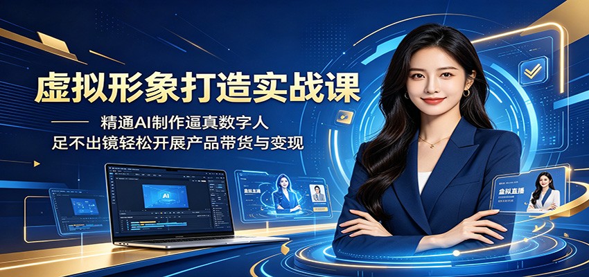虚拟形象打造实战课：精通AI制作逼真数字人，足不出镜轻松开展产品带货与变现-资源站