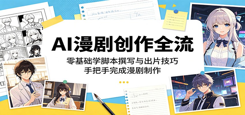 AI漫剧创作全流程:零基础学脚本撰写与出片技巧,手把手完成漫剧制作-资源站