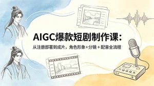 AIGC爆款短剧制作课：从注册部署到成片，角色形象+分镜+配音全流程-资源站