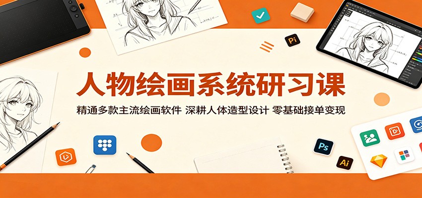 人物绘画系统研习课:精通多款主流绘画软件,深耕人体造型设计,零基础接单变现-资源站