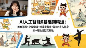 AI人工智能0基础到精通:美女视频+小猫做饭+动漫小故事+福娃+古人健身,20+爆款类型实战教学-资源站