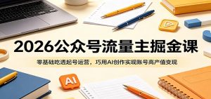 2026公众号流量主掘金课:零基础吃透起号运营,巧用AI创作实现账号高产值变现-资源站
