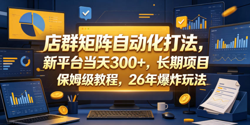 店群矩阵自动化打法，新平台当天300+，长期项目，保姆级教程，26年爆炸玩法【揭秘】-资源站
