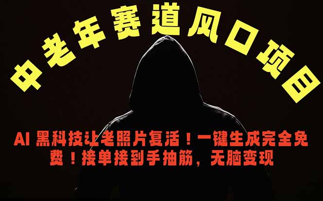 中老年风口项目，AI 黑科技让老照片复活！一键生成完全免费！接单接到手抽筋，无脑变现-资源站