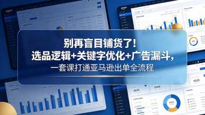 别再盲目铺货了！选品逻辑+关键字优化+广告漏斗，一套课打通亚马逊出单全流程-资源站