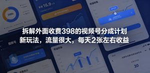 拆解外面收费398的视频号分成计划新玩法,流量很大,每天2张左右收益-资源站