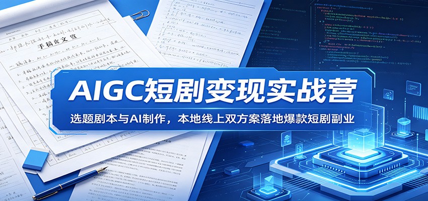 AIGC短剧变现实战营：选题剧本与AI制作，本地线上双方案落地爆款短剧副业-资源站