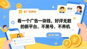 看一个广告一块钱，好评无数的新平台，不黑号，不养机，一撸几十块钱还是不错的【揭秘】-资源站