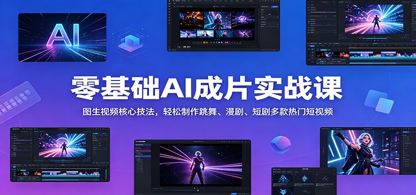 零基础AI成片实战课:图生视频核心技法,轻松制作跳舞、漫剧、短剧多款热门短视频-资源站
