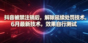 抖音被禁注销后,解除延续处罚技术,6月最新技术,效果自行测试-资源站
