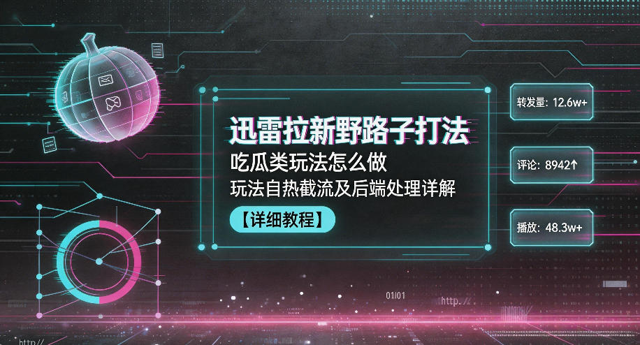 迅雷拉新野路子打法，吃瓜类玩法怎么做，玩法自热截流及后端处理详解-资源站