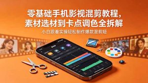 零基础手机影视混剪教程，素材选材到卡点调色全拆解，小白跟着实操轻松制作爆款混剪短片-资源站