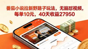 番茄小说拉新野路子玩法，无脑怼视频，每单10元，40天收益27950-资源站
