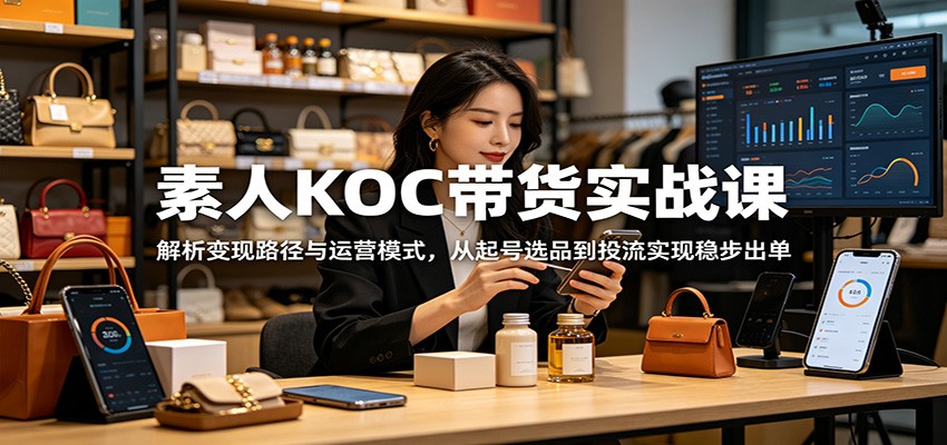素人KOC带货实战课：解析变现路径与运营模式，从起号选品到投流实现稳步出单-资源站