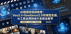 AI视频变现训练营|Veo3.1+Seedance2.0双模型实操,从工具运用到成片变现全教学-资源站