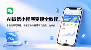 AI微信小程序变现全教程,零基础不用编程,手把手教你搭建项目赚取广告收益-资源站