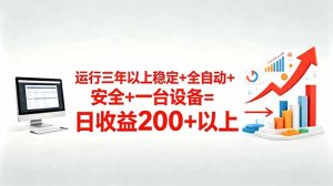 三年以上稳定+全自动+安全+一台设备=日收益200+-资源站
