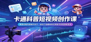 卡通科普短视频创作课:掌握动画风格制作技巧,轻松打造趣味知识类账号实现涨粉变现-资源站