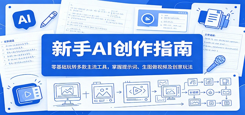 新手AI创作指南:零基础玩转多款主流工具,掌握提示词、生图做视频及创意玩法-资源站