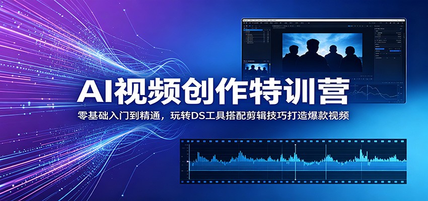 AI视频创作特训营:零基础入门到精通,玩转DS工具搭配剪辑技巧打造爆款视频-资源站