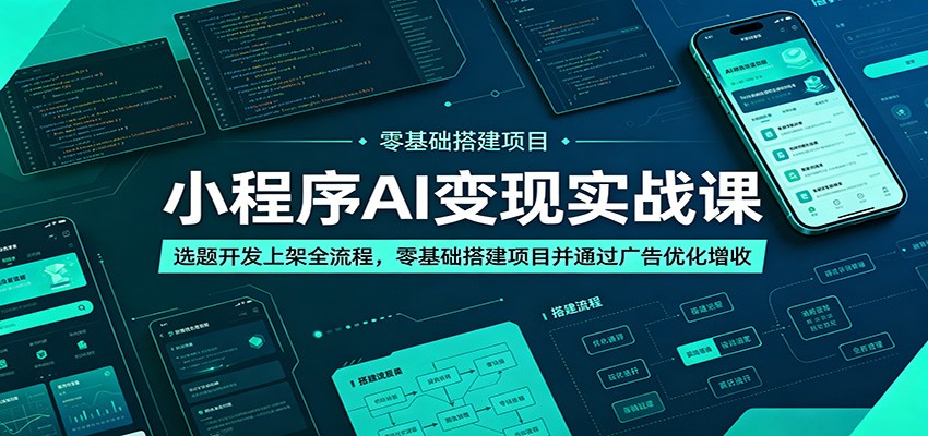 小程序AI变现实战课:选题开发上架全流程,零基础搭建项目并通过广告优化增收-资源站