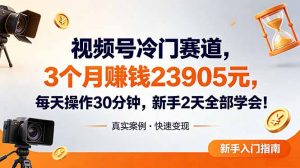 视频号冷门赛道,3个月变现23905元,新手2天学会 每天操作30分钟!-资源站