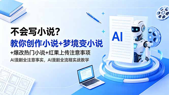 不会写小说？教你创作小说+梦境变小说+爆改热门小说+红果上传注意事项，AI漫剧全流程实战教学-资源站
