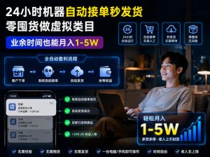 24小时机器自动接单秒发货,零囤货做虚拟类目,业余时间也能月入1-5W【揭秘】-资源站