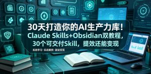 30天打造你的AI生产力库!Claude Skills+Obsidian 双教程,30 个可交付 Skill,提效还能变现-资源站