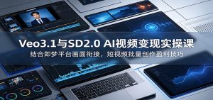 Veo3.1与SD2.0 AI视频变现实操课课:结合即梦平台画面衔接,短视频批量创作盈利技巧-资源站