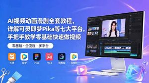 AI视频动画漫剧全套教程,详解可灵即梦Pika等七大平台,手把手教学零基础快速做视频-资源站
