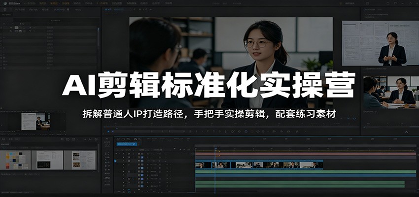 AI剪辑标准化实操营:拆解普通人IP打造路径,手把手实操剪辑,配套练习素材-资源站