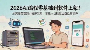 2026AI编程零基础到软件上架!从买服务器到小程序发布,普通人也能做出自己的软件-资源站