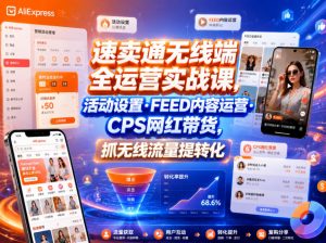 速卖通无线端全运营实战课,活动设置・FEED内容运营・CPS网红带货,抓无线流量提转化-资源站