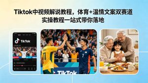 Tiktok中视频解说教程,体育+温情文案双赛道实操教程一站式带你落地-资源站